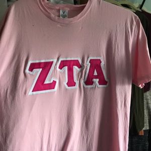 Pink ZTA lettered t shirt